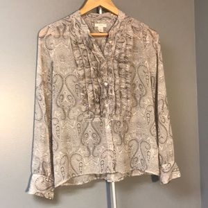 J Crew Long Sleeve Silk Top